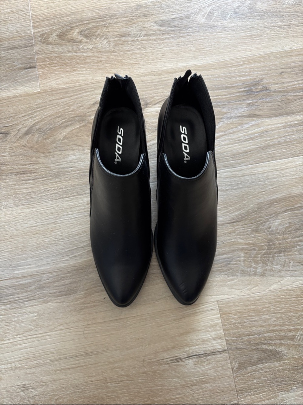Soda Black Pointed Ankle Boots